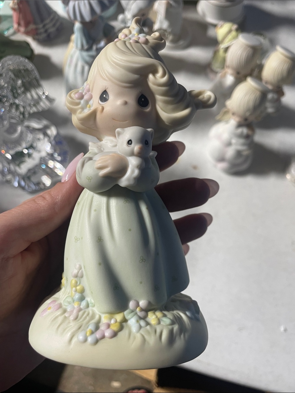 Precious Moments White Porcelain Figurine Base with Imprinted Mark
